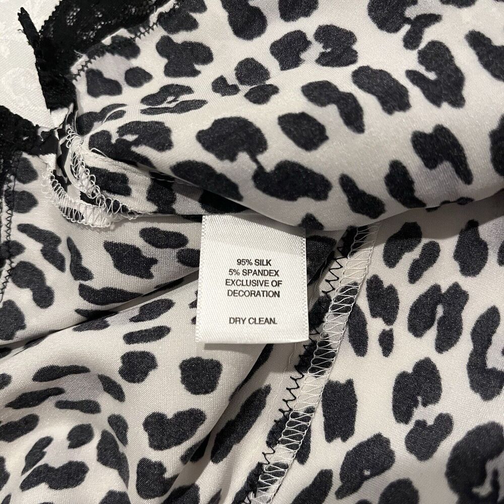 White House Black Market Sz 6 Animal Print Silk Lace Blouse/Top Side Zip Stretch - Picture 8 of 8